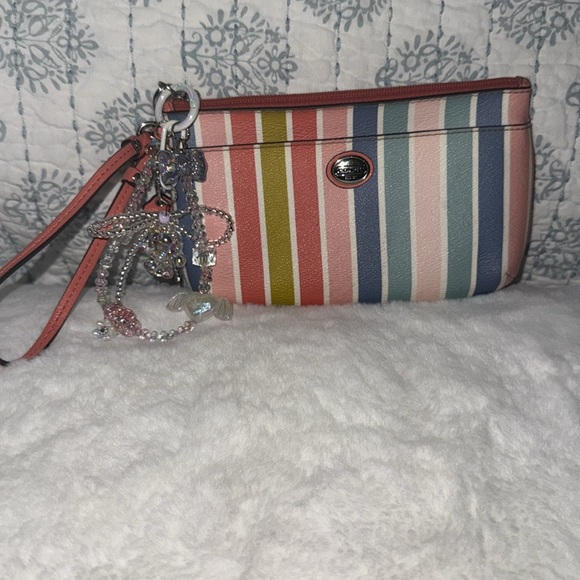 Y2K Coach Striped Multicolor Wristlet Clutch - Picture 1 of 7
